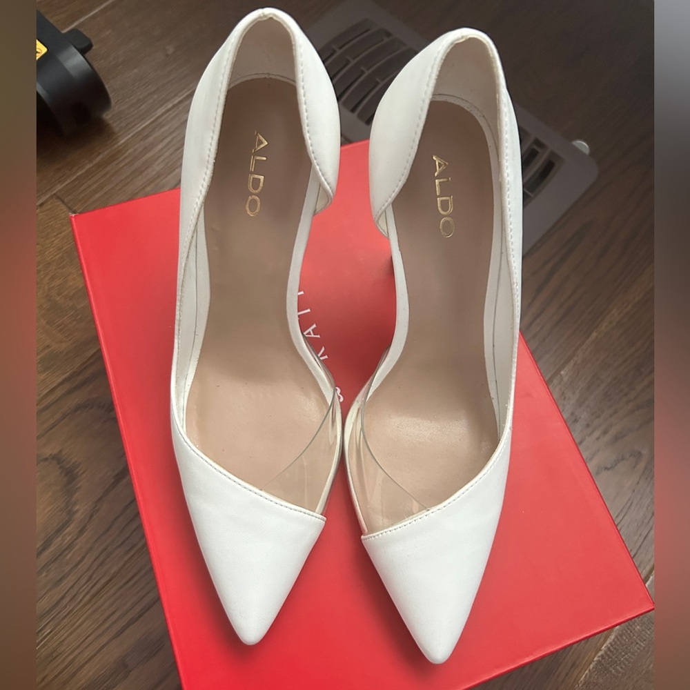 Aldo White Elegant Pointed-Toe Heels
